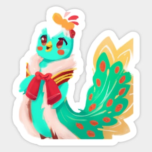 Cute Peacock Drawing Sticker